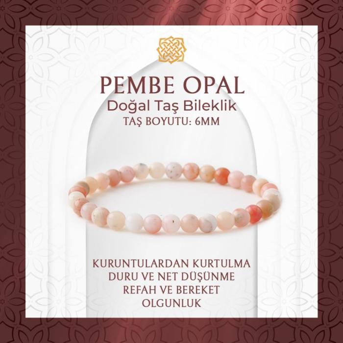 Opal Pembe 6mm Doğal Taş Bileklik