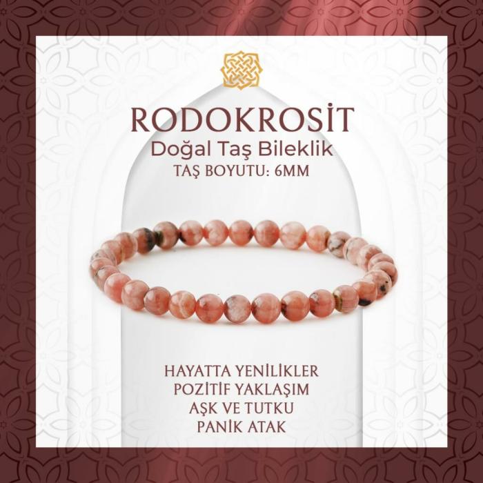 Rodokrosit 6mm Doğal Taş Bileklik