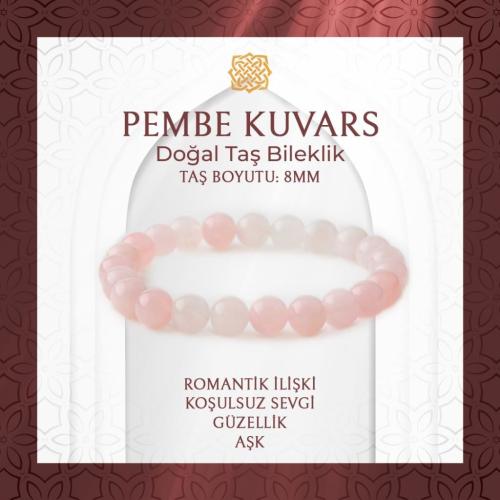 Pembe Kuvars 8mm Doğal Taş Bileklik