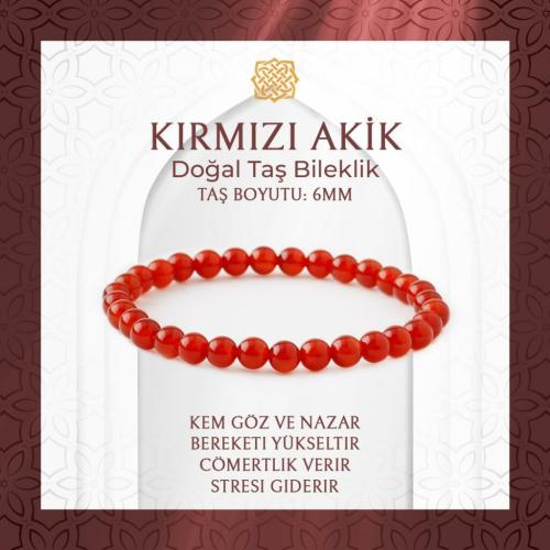 Kırmızı Akik 6mm Doğal Taş Bileklik