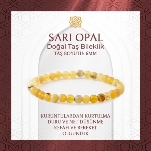 Opal Sarı 6mm Doğal Taş Bileklik