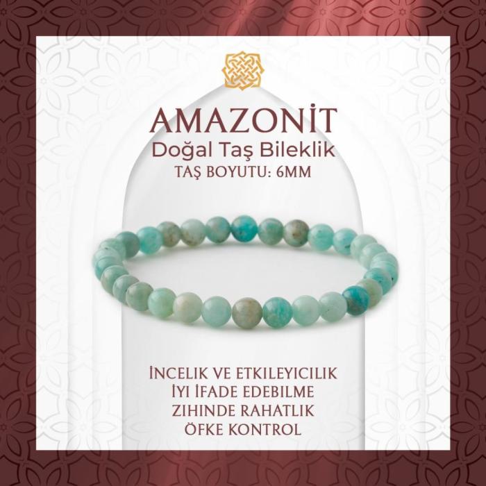 Amazonit 6mm Doğal Taş Bileklik