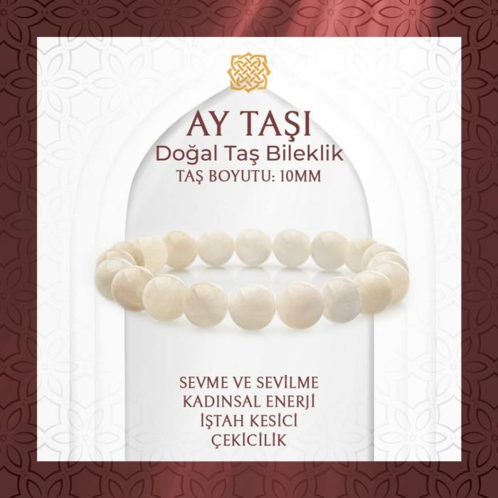 Ay Taşı 10mm Doğal Taş Bileklik