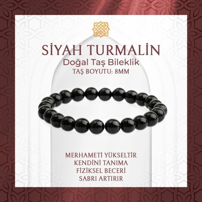 Siyah Turmalin 8mm Doğal Taş Bileklik