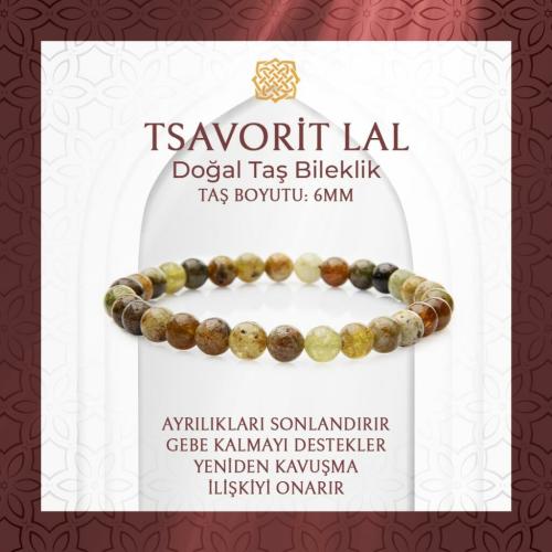 Tsavorit Lal 6mm Doğal Taş Bileklik